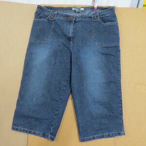Faded Glory Woman Stretch Denim Short Capri Jeans Size 22W Cotton Blend